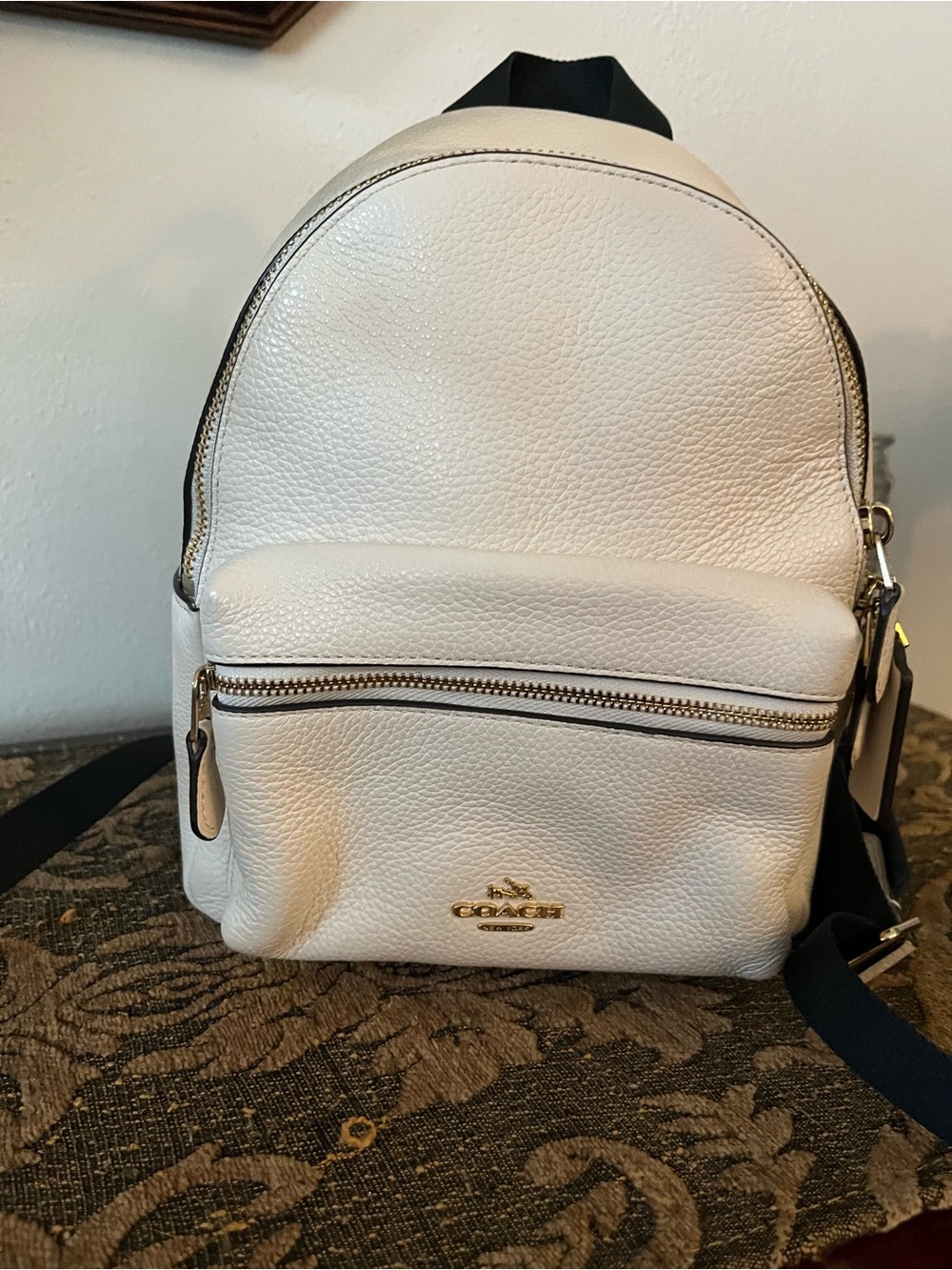 Coach Cream Pebbled Leather Mini Backpack with Gold Hardware - EUC